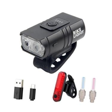 Imagem de menolana Conjunto de farol dianteiro e traseiro para bicicleta, 2 LEDs, conjunto de luzes para ciclismo, acessórios para homens, mulheres e crianças, Style C