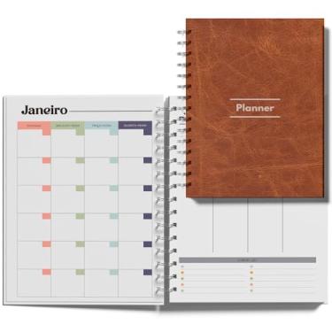 Imagem de Planner Permanente Vintage – Agenda Semanal e Mensal com Capa Clássica Wire-O