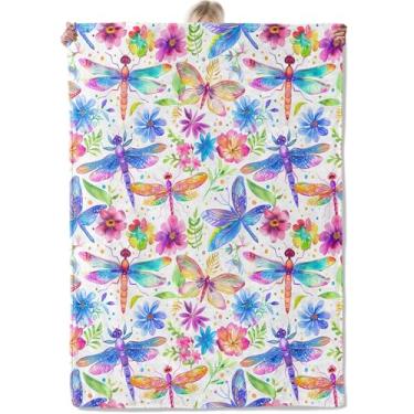 Imagem de Aonimonis Manta colorida de libélula e borboleta, presentes para mulheres, cobertores de flanela macios e aconchegantes para quarto, viagem, sofá, decoração de casa 152 x 203 cm