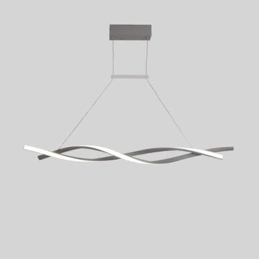 Imagem de Led 2 Luzes Pendente Luz Linear Torcida Lustre Moderno Criativo Pendurado Lâmpada Iluminação Decorativa Para Sala De Estar Quarto Restaurante, Grey Steplessdimming, 120cm