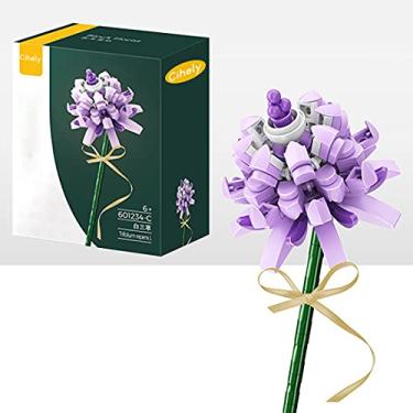 Imagem de Kit de blocos de montar de buquê de flores trifolium roxo 601234-C, projeto de construção de flores artificiais para liberar o estresse e focar a mente, para presentes de aniversário para adultos/adolescentes, novo 2022 (mais de 100 peças)