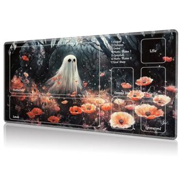 Imagem de DHYYDSQZ Playmat for MTG, Game Play Mat with Zones for MTG TCG Card Game Playing 24 x 14 inches Trading Card Game Playmats Non-Slip Rubber Base and Stitched Mousepad Desk Mats, Forest Ghosts