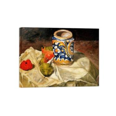 Imagem de Natureza Morta Quadro Parede em Tela-Famosas Pinturas para Sala de Jantar-Frutas e potes-Decoração Cozinha Vintage 60x80cm Tela Embrulhada