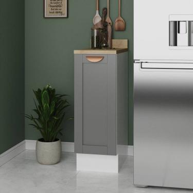 Imagem de Balcão 1 Porta 30cm com Tampo Arizona Cabecasa Madeiramadeira Branco/Cinza