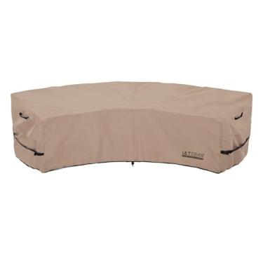 Imagem de ULTCOVER Capa de sofá curvada à prova d'água para sofá de 3 a 4 lugares, área externa, 320 cm (comprimento do arco traseiro) / 208 cm (comprimento do arco frontal) x 81 cm (profundidade)