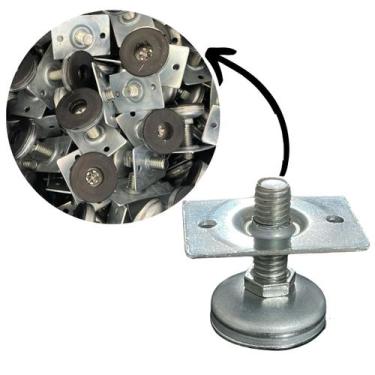 Imagem de Kit 10 Sapata Niveladora + Chapa Pé Nivelador 32mm P/ Móveis - Pezinho