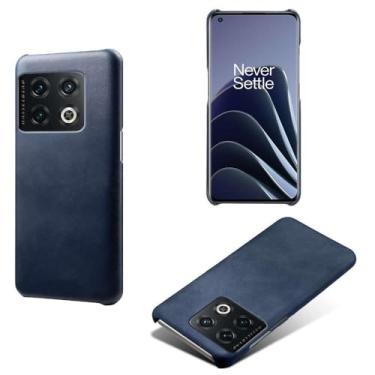 Imagem de Capa para Oneplus 10 PRO,Proteção contra quedas,Casca de volta de cor sólida simples,Design de couro de imitação de plástico-Blue