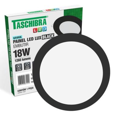 Imagem de Painel De Led Redondo Embutir 18w Preto Bivolt Taschibra 6500k Luz Fria