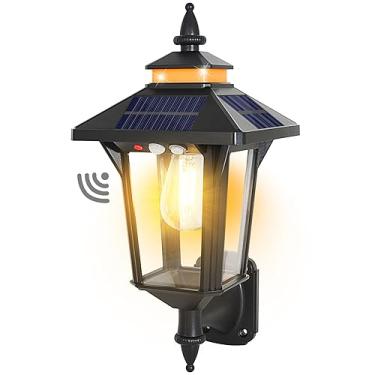 Imagem de Lanterna de parede movida a energia solar ao ar livre com 3 modos, sensor de movimento, luz de parede solar, à prova d'água, crepúsculo ao amanhecer, luzes de LED para varanda externa, montagem de