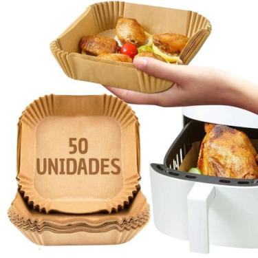 Imagem de Kit 50 Forma de Papel Descartável AirFryer 1,8L Quadrada 20X20cm Forro