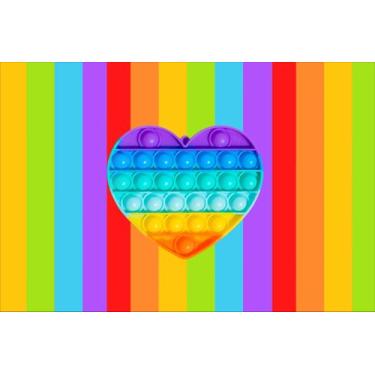 Imagem de Painel de Lona Pop It Coração Arco Íris - Fabrika de Festa, 150x100cm