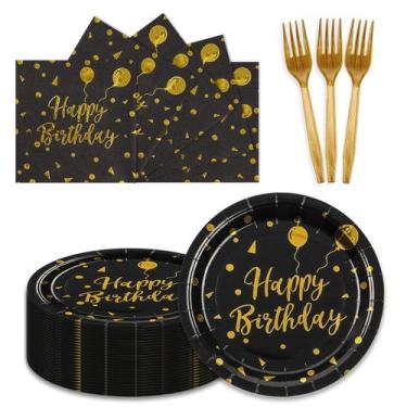Imagem de Conjunto de talheres de festa PUEVENYI Happy Birthday 150 unidades