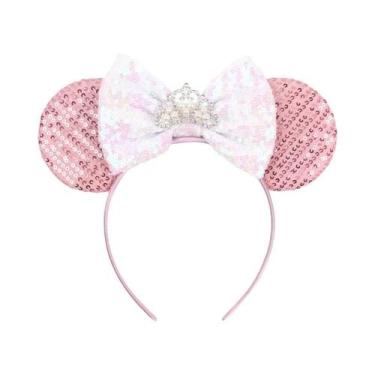 Imagem de Tiara De Orelhas De Rato Com Lantejoulas E Laço Para Meninas Com Pérol