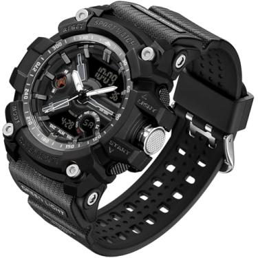 Imagem de findtime Relógios de pulso masculinos táticos militares transparentes para trabalho digital esportivo esportivo à prova d'água fluorescente verde, Preto, Esportivo