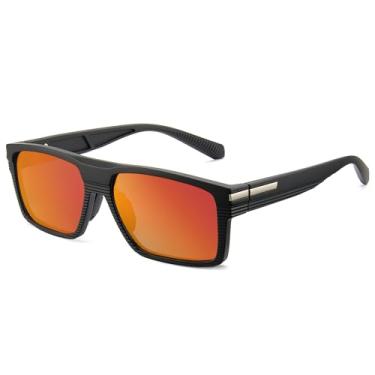 Imagem de Marino Bonatti Óculos de sol masculinos quadrados polarizados com proteção UV400 para esportes ao ar livre, dirigir, pescar, caminhar, B2 - Óculos de sol esportivos âmbar, M