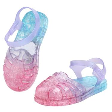 Imagem de Szsppinnshp Sandálias Jelly para meninas, pescador, gladiador, praia, água, glitter, sandálias rasteiras, bico fechado, fantasia de princesa, sapatos sociais de verão para bebês/crianças pequenas