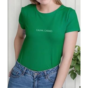 Imagem de Camiseta Camisa de Algodão Adulto Masculina Feminina Calma Caraio Engr