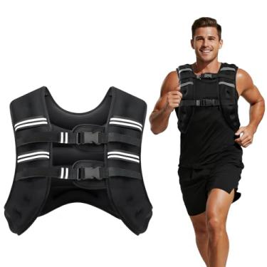 Imagem de Cavry Colete pesado, colete de peso de 11 kg com duas alças de ajuste para homens e mulheres, coletes de peso corporal ajustáveis com faixa refletiva para treinamento de força, corrida, treino