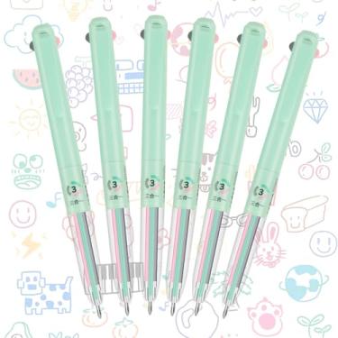 Imagem de Canetas de gel retráteis 3 em 1 coloridas - escrita suave de ponta fina de 0,5 mm - canetas de gel multicoloridas de tinta gel para agenda, enfermeira, 6 unidades em 3 cores (verde grama, rosa pêssego