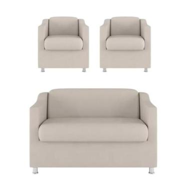 Imagem de Kit 2 Poltrona + Namoradeira Opala Decorativa Reforçada Recepção Clíni