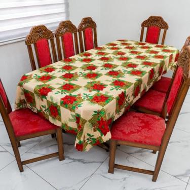 Imagem de Casa Viva Toalha de Mesa Natalina, Retangular, 100% Poliéster Oxford, Decorativa com Estampas de Natal, Ideal para Festas e Celebrações Natalinas