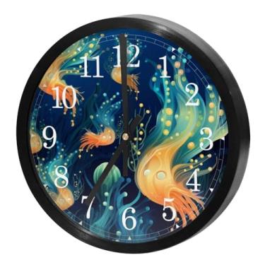 Imagem de LILINWAN Relógio de parede 24 cm sem tique-taque silencioso operado por bateria relógio de parede redondo moderno estilo simples decoração relógio para escritório/escola/quarto/sala de estar