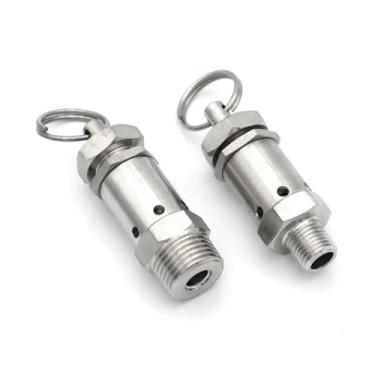 Imagem de 1 peça 1/10.2 cm 1/5.1 cm BSPT rosca macho 1-10 bar exaustão 304 mola aço inoxidável pressão pressão compressor de ar (1/5.1 cm, 3 bar fixo)