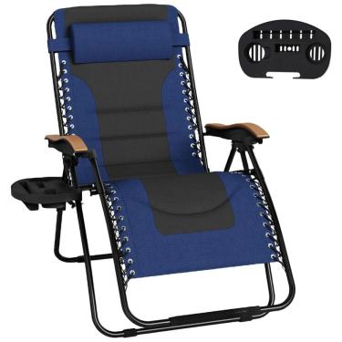 Imagem de Cadeira Reclinável Ajustável Gravidade Zero com Apoio de Cabeça e Porta Copos, MFSTUDIO, Azul