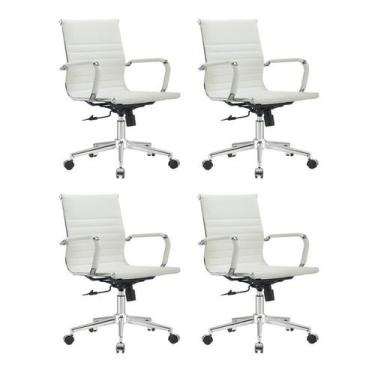 Imagem de Kit 4 Cadeiras Escritório Diretor Esteirinha material sintético Manhat