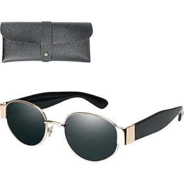 Imagem de Óculos de sol ovais para mulheres, moda estilo retrô vintage designer feminino óculos de sol moderno moderno clássico (multicolorido), Marrom