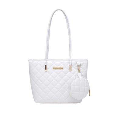 Imagem de Carteira e bolsa feminina moderna, bolsas transversais femininas, bolsa de alça superior, bolsa de ombro com pequenas bolsas penduradas, Branco