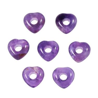 Imagem de SUNYIK 12 peças de contas de coração grande de 5 mm para fazer joias, contas soltas de coração de ametista roxa de cristal de amor para pulseiras de macramê trançadas de cabelo DIY