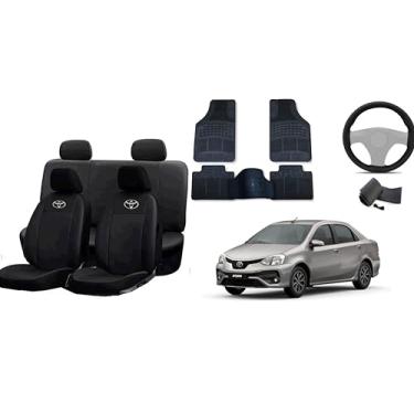 Imagem de Capa de couro + Tapete 5 peças + Capa de volante para Toyota etios 16-22