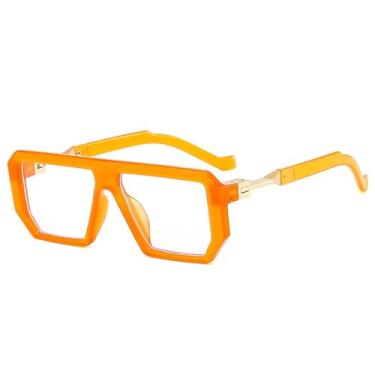 Imagem de Óculos de Sol Degradê Feminino Jelly Color UV400 Masculino para Esportes ao Ar Livre, Corrida e Ciclismo, Laranja e Transparente