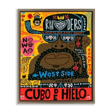 Imagem de Stupell Industries Arte icônica de parede em tela flutuante com moldura dourada de retrato de colagem hip hop, design de Jorge R. Gutierrez, 53 x 43 cm