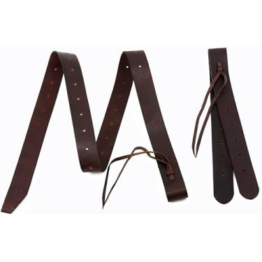 Imagem de Jeereal Couro Latigo (4.4 cm x 174.0 cm), conjunto de tiras de tarugo para sela de cavalo ocidental, peso de óleo pesado (preto marrom)