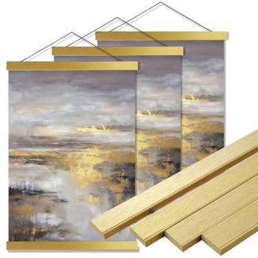 Imagem de Bluesun Pacote com 3 molduras magnéticas para pôster, 20,3 cm de largura - 20,3 cm de largura, cabem 20 x 20 x 12 20 x 16 kit para pendurar em tela (20,3 cm dourado)
