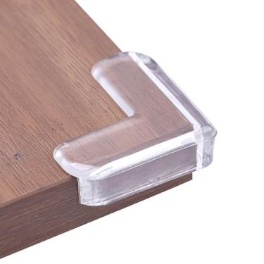 Imagem de Pacote com 12 protetores de canto protetores de borda e canto de borracha pré-colada para lareira, mesa, escada, armário transparente e transparente