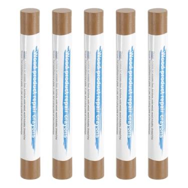 Imagem de HARFINGTON 5 peças de bastões de enchimento de madeira, cera de madeira, retoque de móveis, gizes de cera de reparo para madeira, cedro