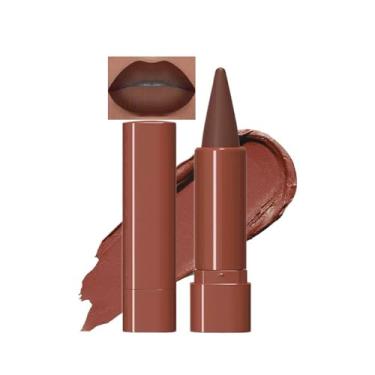 Imagem de Mefyhtune Delineador labial e batom marrom gradiente 2 em 1, marrom escuro, à prova d'água, fosco de longa duração, delineador labial à prova de manchas de maquiagem com ponta cone (nº 05 - marrom