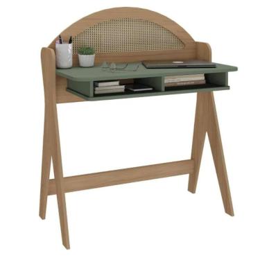 Imagem de Escrivaninha 2 Nicho Em Mdf Ceci Carvalho E Verde Menta