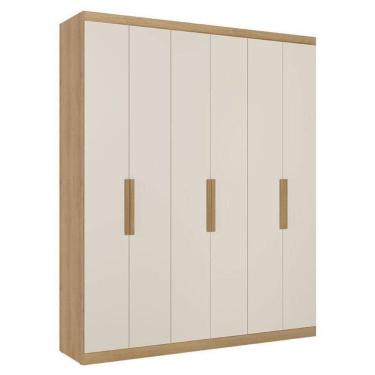 Imagem de Guarda Roupa Casal Milan 6 Portas Capuccino Off White Acetinado - Thb