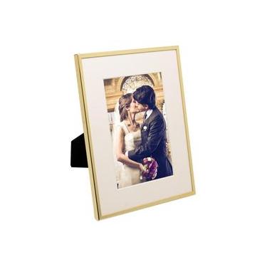 Imagem de Porta-Retrato de Aço Inox Basic Dourado 10cm x 15cm