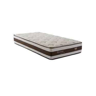 Imagem de Colchão Solteiro Herval Mississipi com Pillow Top e Molas Maxpring 25x88x188cm  Marrom/Branco