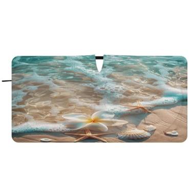 Imagem de Blueangle Para-brisa estrela do mar e coral - 149.9 cm x 76.2 cm dobrável carro janela dianteira para-sol blocos raios UV viseira solar (755)