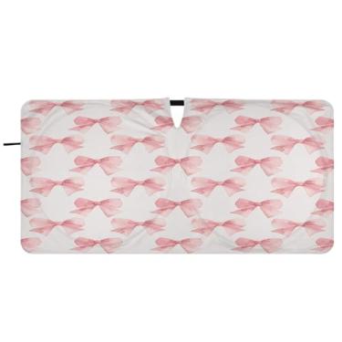 Imagem de Blueangle Para-brisa com arco rosa - 149.9 cm x 76.2 cm dobrável carro janela dianteira para-sol blocos raios UV viseira de sol (908)