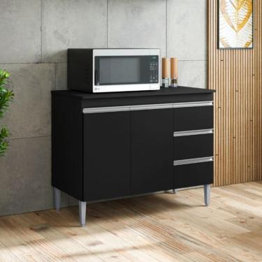 Imagem de Balcao De Cozinha Virginia 2pt 1m Preto Fosco