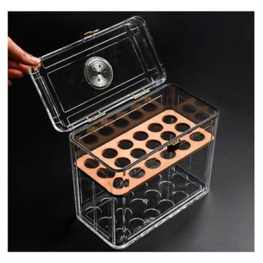 Imagem de Umidor de charuto acrílico com higrômetro, caixa de charutos de mesa com bandeja de charutos de cedro espanhol caixa transparente B