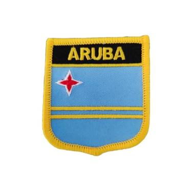 Imagem de Ruoming 1 PÇ Patch de bandeira multinacional bordado a ferro ou costurado em bordado tático militar nacional multinacional (Aruba)