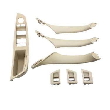 Imagem de Lhd rhd bege preto marrom ostra interior do carro apoio de braço da porta dentro puxar conjunto compatível para bmw série 5 f10 f11 523i 525i 528i 530i(LHD Oyster)